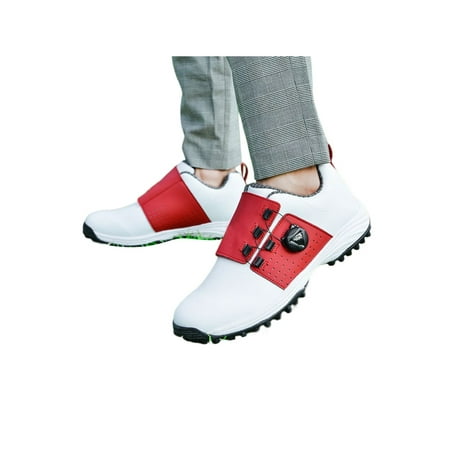 

Woobling Men s Sneakers Professional Trainers Non-slip Golf Shoes Lightweight Walking Shoe Sports Training White Red 6