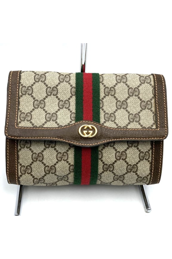 Pre-Owned GUCCI Gucci Pouch Clutch Bag GG Supreme Sherry Old Women's