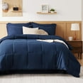 thumbnail image 2 of U by Bedsure Navy King Comforter Set - 7 Pieces Solid King Bed in a Bag, King Bed Set Navy with Quilted Warm Fluffy Comforters, Sheets, Pillowcases & Shams, 2 of 6