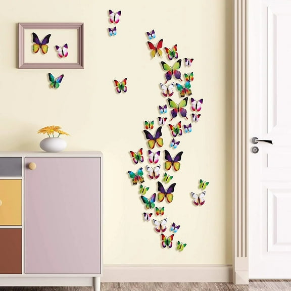 pdqouc 12pcs Removable 3D DIY Beautiful Butterfly Wall Decals Butterflies Art Decor Wall Stickers Murals for Kids Boy Girls Home Bedroom Classroom Decor
