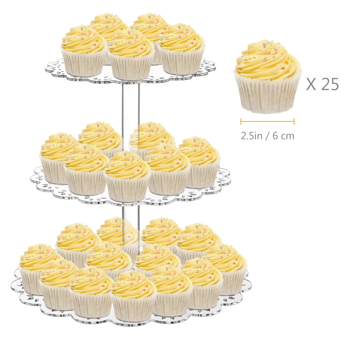 Tier Cupcake Stand, Acrylic Cupcake Tower Stand, Premium Cupcake Holder,  Clear Cupcake Display Tree Tower Stand for 25 Cupcakes, Display for Wedding  Birthday Pastry