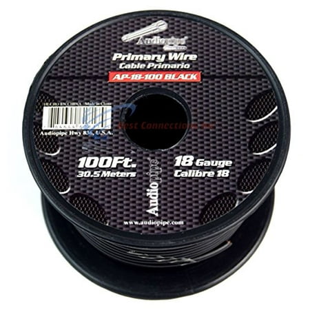 Black 18 Gauge Steel Post - Audiopipe 18 Gauge 100 Feet Primary/Remote Wire - Black