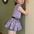 thumbnail image 5 of HWJAD Toddler Girl 2 Piece Outfit Little Girls Ruffle Sleeveless Drawstring Top and Floral Skirt Set Summer Kids Clothes, 5 of 7