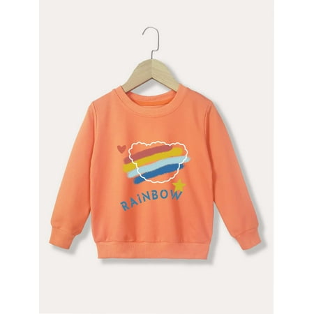 

Orange Toddler Girls Letter Star Print Pullover Casual 100 S040E