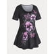thumbnail image 2 of Camiseta de Túnica de Talla Extra de Estampado Floral de Mariposa Rosegal  Camisetas tallas grandes, 2 of 5