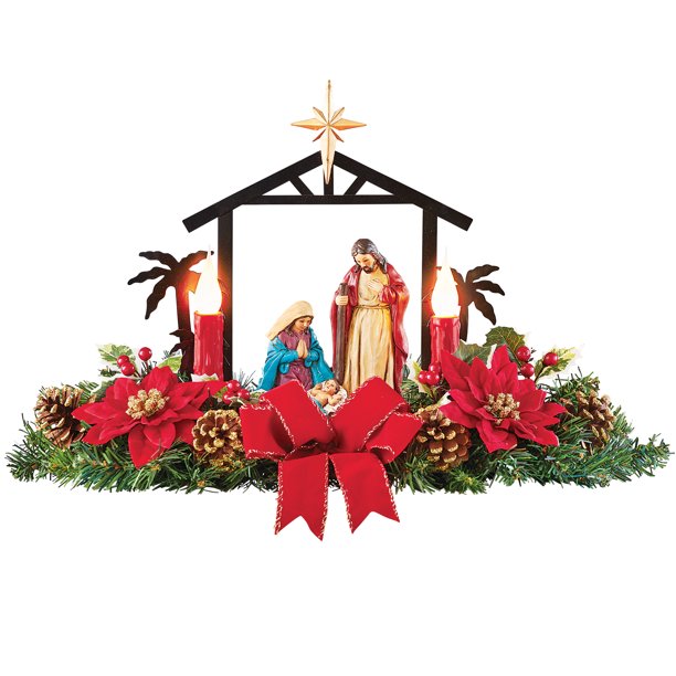 Collections Etc Nativity Scene LED Flickering Candle Centerpiece