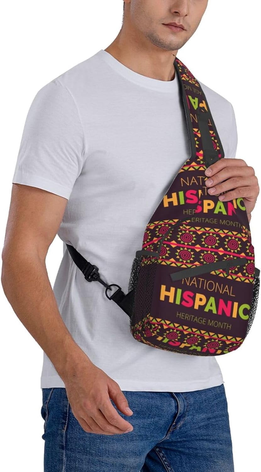 Mes Nacional De La Herencia Hispana Hispanic Heritage Month Sling Bag Crossbody Hiking Travel Chest Bags Backpack Shoulder Daypack for Women Men