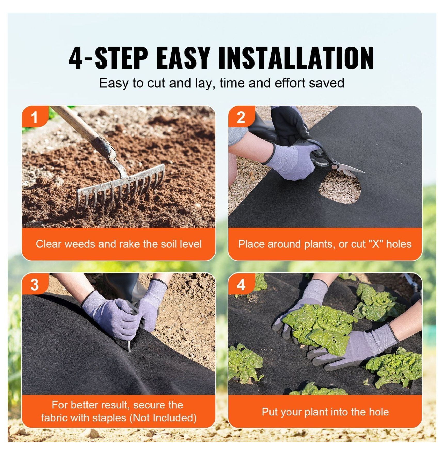 Driveway Fabric 15x20FT, Landscape Fabric Weed Barrier 4OZ, Heavy Duty Geotextile Ground Cover for Gardening, French Drains, Weed Control