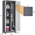 thumbnail image 3 of Metal Cabinets with Doors and Adjustable Shelves, 65" H Lockable Storage Cabinet, Grey-White Utility Cabinet for Brooms and Mops for Home,Kitchen,Garage, 3 of 15
