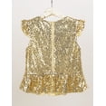 thumbnail image 4 of Venjoe Kids Girlst Flutter Sleeves Shiny Sequins T-Shirt Stage Performance Zipper Back Mermaid Tops Gold 16, 4 of 6
