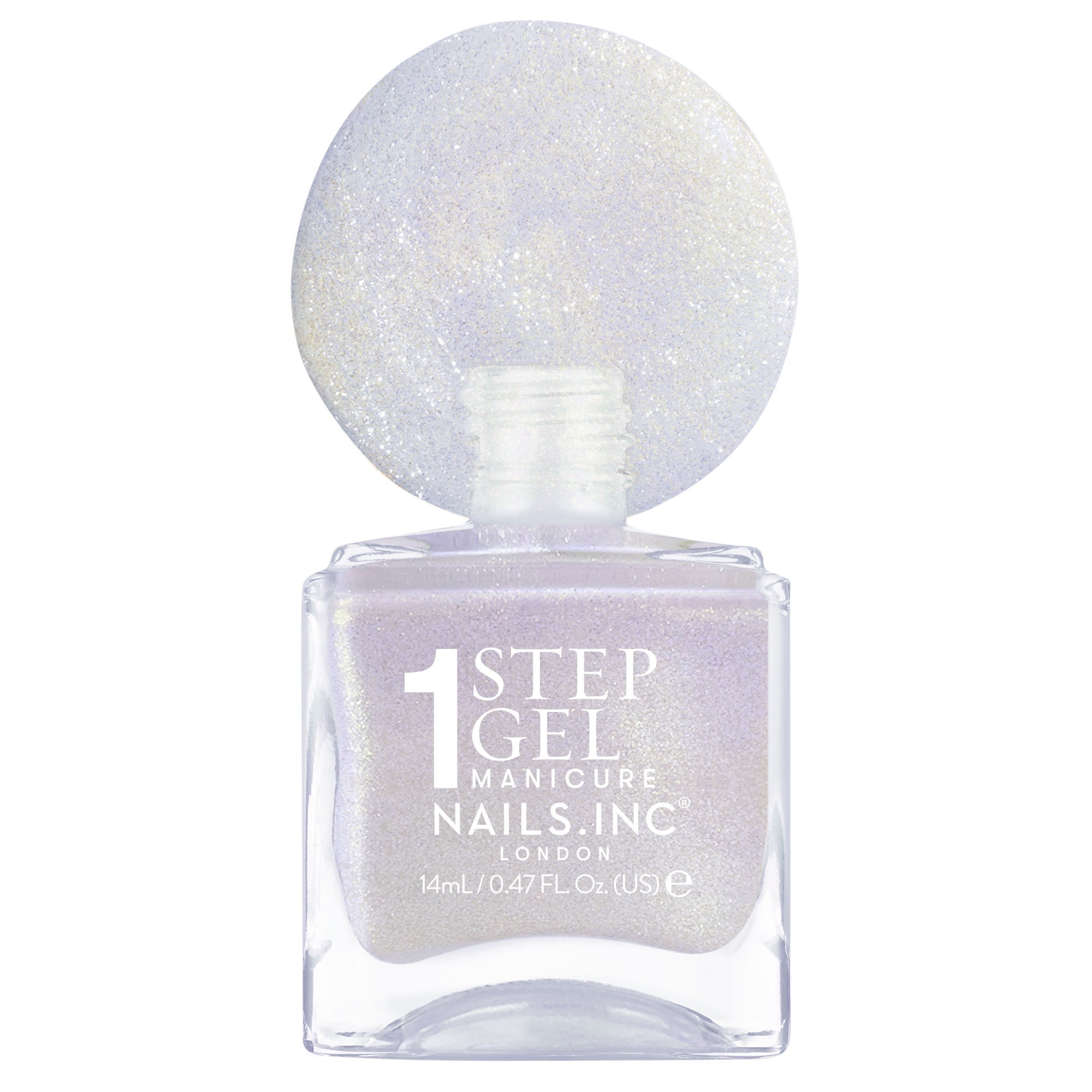 Nails.INC, It's Topless Gel-Like Nail Polish, 4-in-1 Base Coat, Treatment, Color & Top Coat, Halle, Lilac Shimmer, 0.47 oz