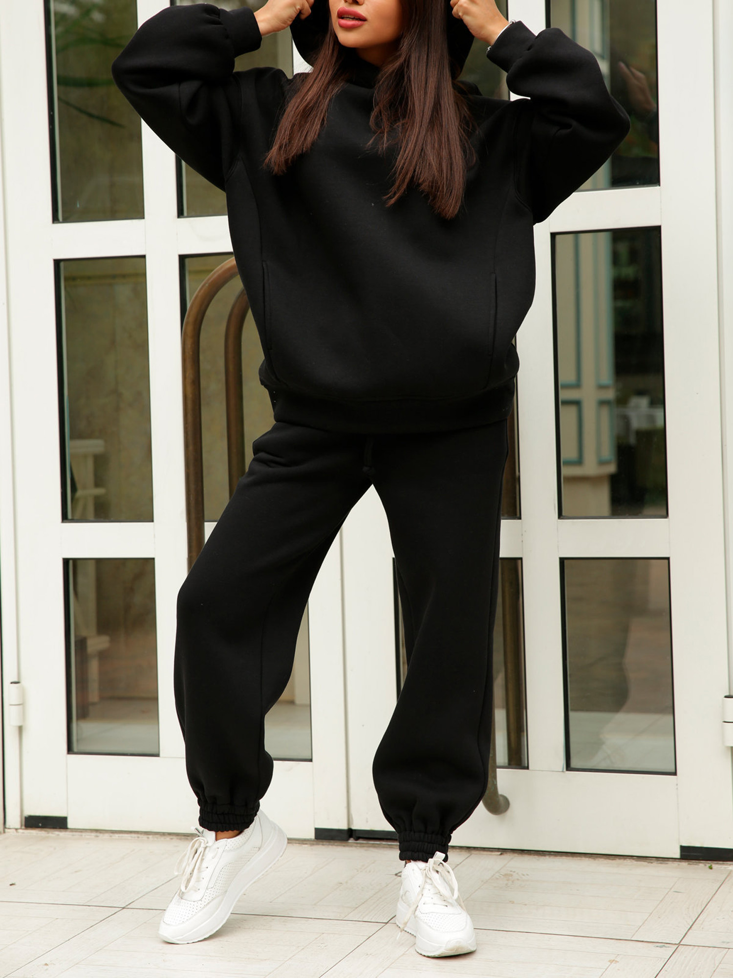 Polo sweatpants and hoodie set womens sales