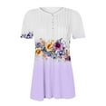 thumbnail image 4 of Short Sleeve Summer Shirts for Women V Neck Tops with Buttons Fashion Floral Print Blouse Tees Casual T Shirt Top, 4 of 4