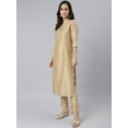 thumbnail image 6 of Janasya Indian Women's Beige Chanderi Silk Solid Kurta with Pant and Dupatta, 6 of 10