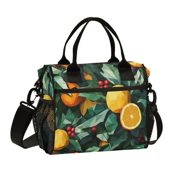 Ckdifva Christmas Oranges Cooler Bag Cooler Cooling Tote Lunch Bag Lunch Box Front Pocket with Shoulder Strap