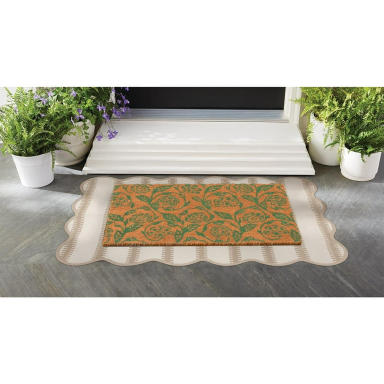 Mainstays by Becky G. & Alejandra Coir Outdoor Mat, Green Floral