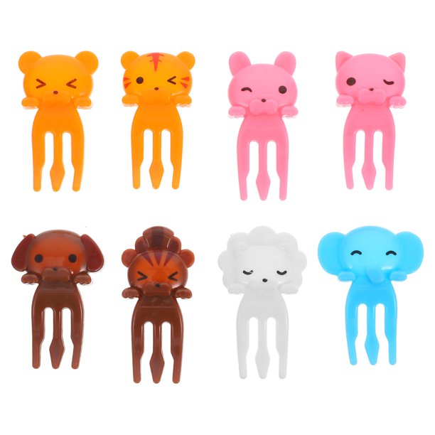 Tenedores de frutas para niños, tenedores de plástico para comida, fruta Bento de dibujos animados para el hogar (estilo mixto), 8 Uds.