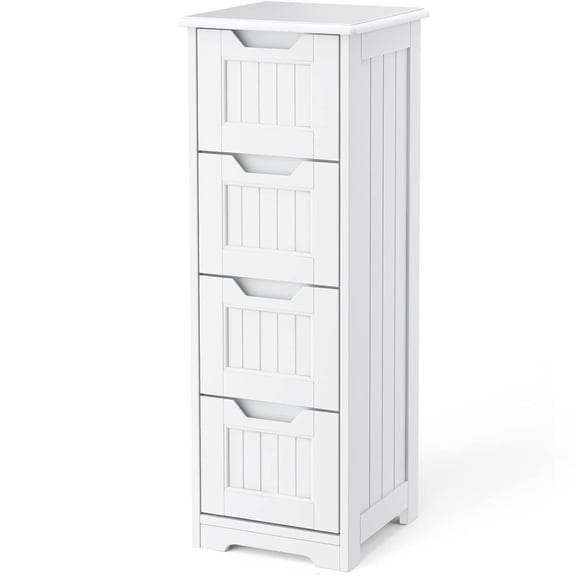 Storage Cabinet, Lofka 33" Small Bathroom Floor Cabinet with 4 Drawers, White