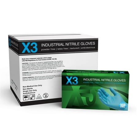 

AMMEX X3 Nitrile Latex Free Industrial Disposable Gloves XX-Large Blue 1000/Case