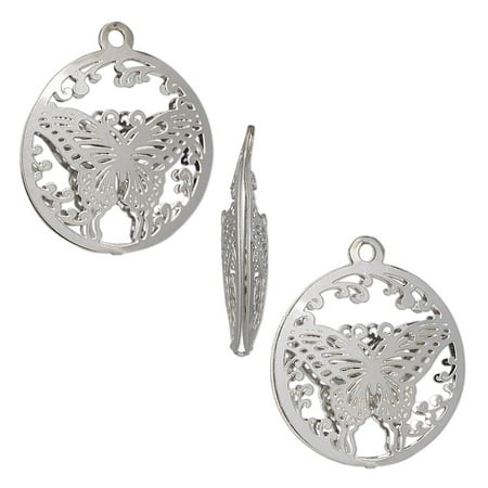 

1 PC-Drop stainless steel 18mm double-sided domed round with textured cut-out butterfly design. Sold per pkg of 6.