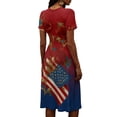 thumbnail image 5 of Women's 250th America Anniversary Dresses Independence Day Dress A-Line V Neck Short Sleeve Plus Size Casual Dresses Summer Long Dresses, 5 of 5