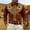 Brown-1, variant on Western Cowboy Shirt for Men Retro Casual Long Sleeve Button Down Collared Shirt
