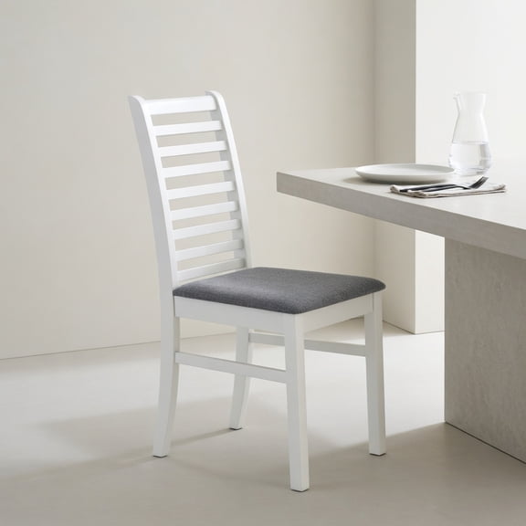 GVN Wooden Dining Chair Set of 2 with Rubber Wood Legs, Accent Seating for Living Room, Dining Area, Home Office Furniture, White