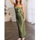 thumbnail image 3 of Vestido largo Realtix de seda satinada sin espalda para mujer, 3 of 4