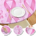 thumbnail image 4 of Pink Breast Cancer Round Fitted Tablecloth with Elastic Edge,Dining Table Cover Waterproof,Outdoor Round Tablecloth for Camping,Dining,Indoor and Outdoor, 4 of 7