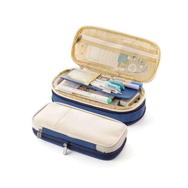 Methold Estuche para lápices de doble capa, estuche con cierre de cremallera, organizador de almacenamiento de papelería, estudiante, Type2 NO2