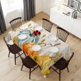 thumbnail image 6 of Orange White Pumpkin Fall Table Cloth Waterproof Tablecloths, Thanksgiving Floral Leaves Rustic Tablecloth Dining Table Cover for Kitchen Party Tabletop Outdoor, Rectangle Tablecloth 54x108 Inch, 6 of 9
