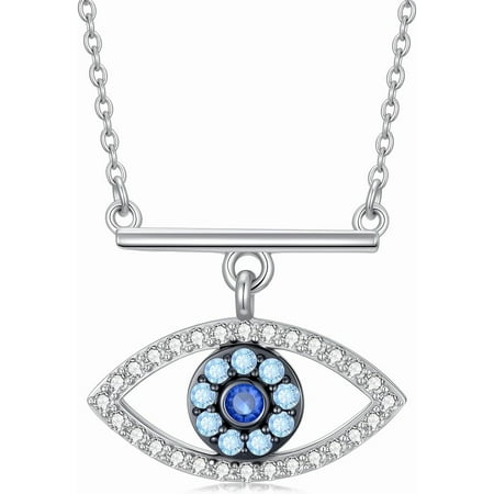 SISGEM Evil Eye Pendant Necklace 925 Sterling Silver Dainty Greek Protection Evil Eye Lucky Necklace for Women
