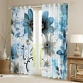 thumbnail image 2 of Flower Curtains Daisy Floral Curtains & Drapes for Women, Blue Gradient 30%-50% Blackout Curtains Vintage Ombre Bedroom Curtains, Oil Painting Aesthetic Window Treatments Room Decorative, 2 of 5