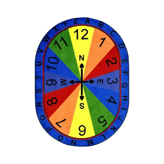 Compass Rug 5'4" x 7'8" Oval Area Rug In Color Multi