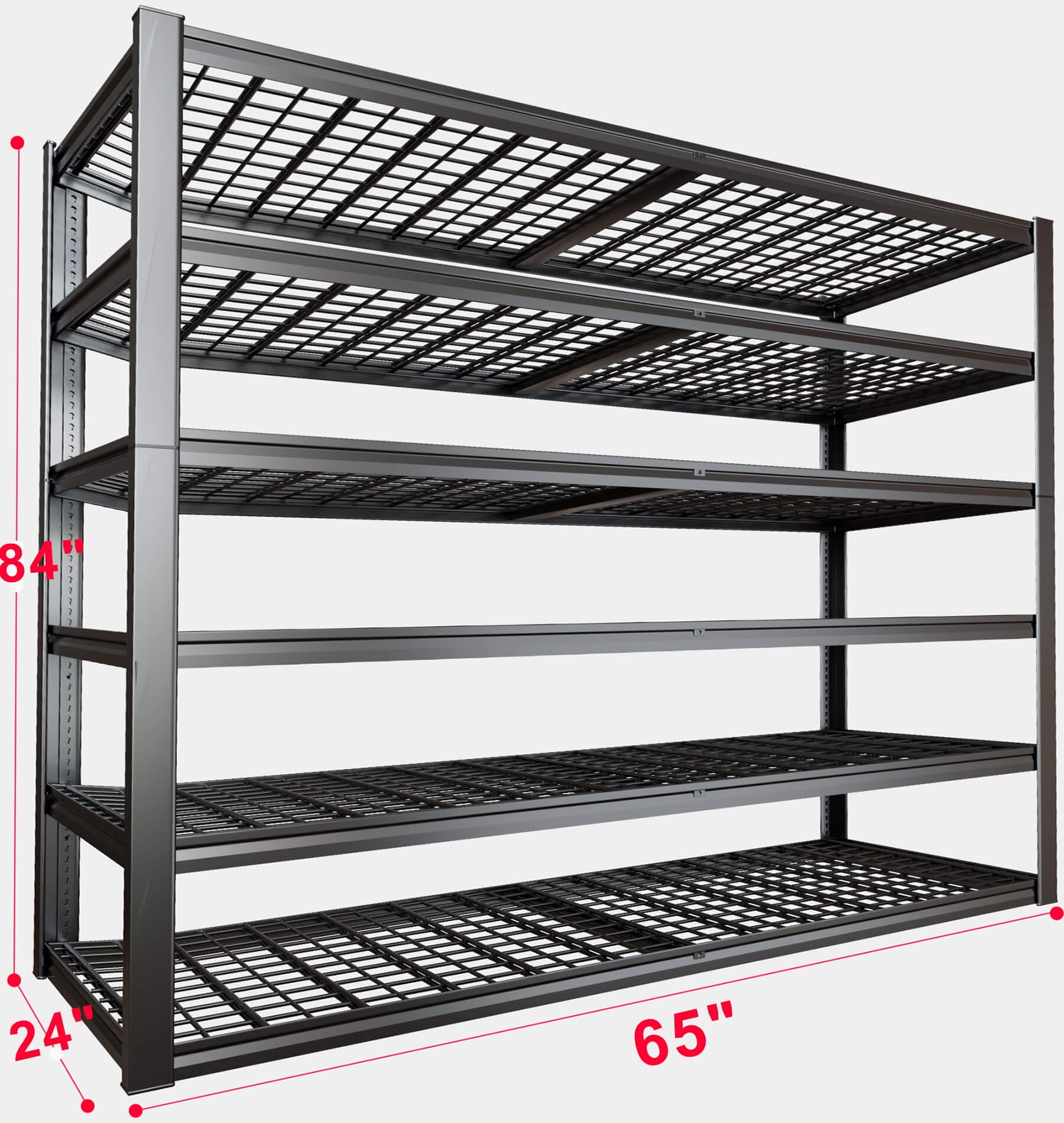 PMKES 65" W Garage Shelving 6 Tier Heavy Duty Storage Shelves 3500LBS Adjustable Metal Shelving Unit for Storage Rack 65" W x 24" D x 84" H