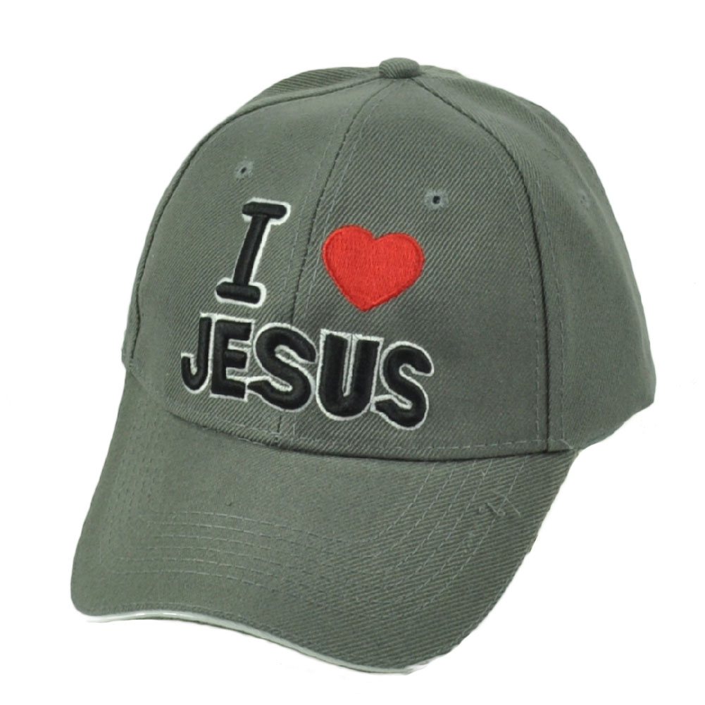 I Heart Love Jesus Religion Christian Hat Cap Dark Gray Curved Bill