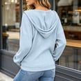 thumbnail image 5 of Waffle Zip Up Hoodie Women Casual Drawstring Sweatshirt | Full Zip Closure, Casual Fall Wear, Stand Collar, Multiple Colors, Long Sleeve, Lightweight, No Pocket, Sky Blue, M, 5 of 6