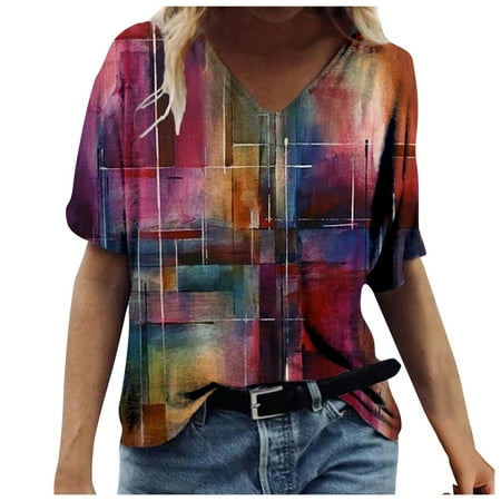 

Tops for Women Fashion Summer Tops Crew Neck T Shirt Women s Casual Sleeve Short Printed Tee Women s Long Sleeves Scrubs