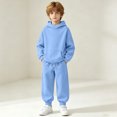 thumbnail image 6 of Spazoro Girls Boys Activewear 2 Piece Outfit with Pockets, Soft Warm Fall Winter Solid Color Long Sleeve Hoodie Sweatshirts & Jogger Pants Sets for Kids Light Blue Size 10-11, 6 of 9