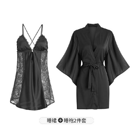 

PIKADINGNIS New Sleepwear Women Set Sexy Robe Night Dress Through Backless Camisole Lace Pajamas Nightgown Lingerie Sets Sleep Tops Summer