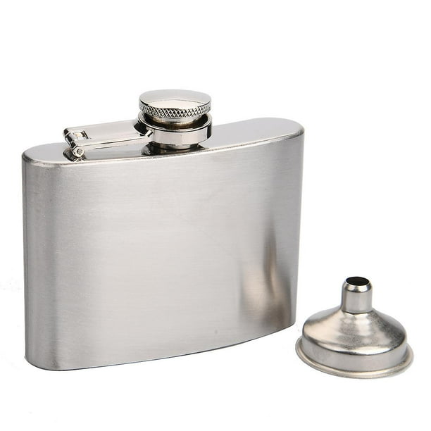 Petaca de acero inoxidable - Petaca de whisky a prueba de fugas, petaca de bolsillo portátil para licor para hombres (1 pieza, plateado)