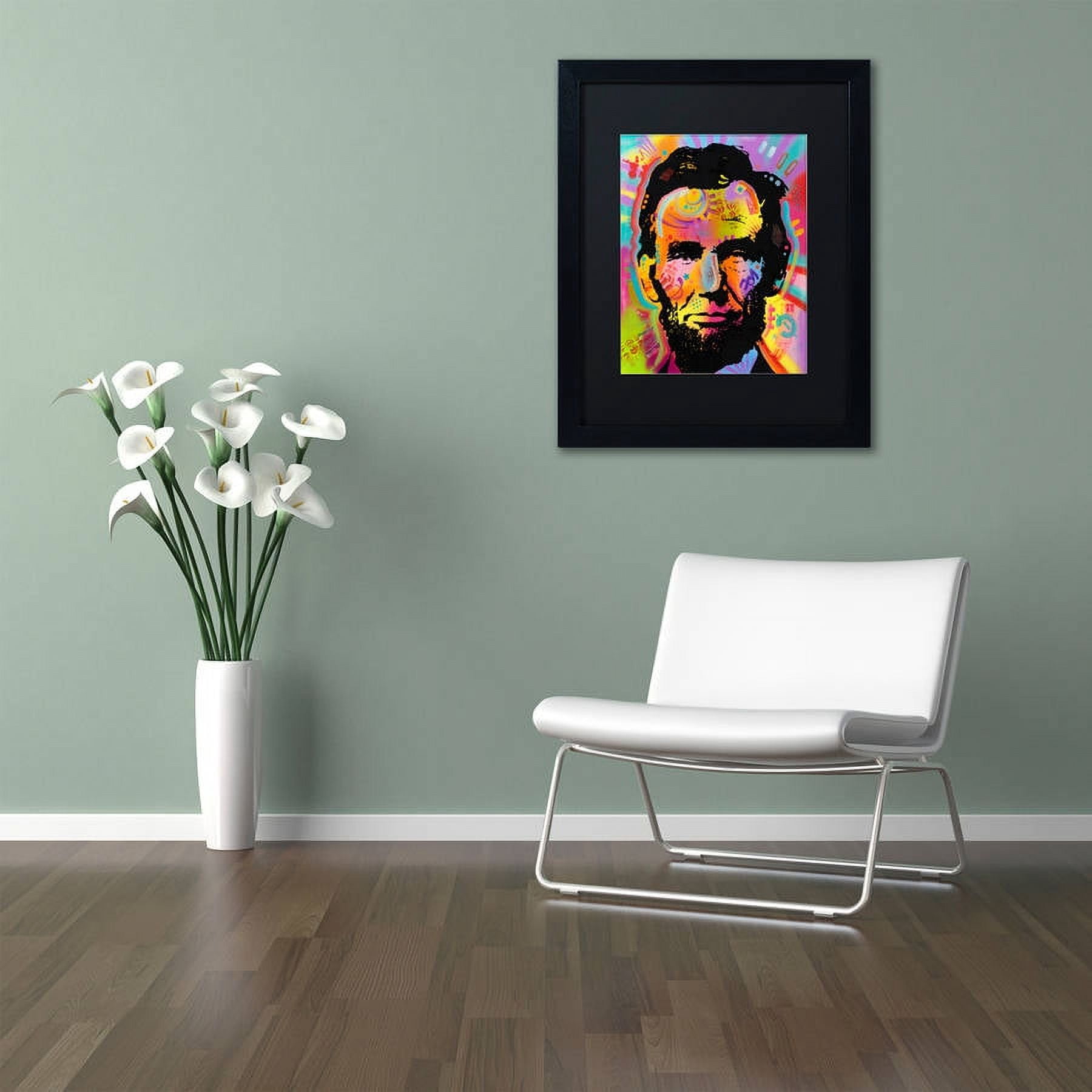 Trademark Fine Art "Abraham Lincoln IV" Canvas Art by Dean Russo, Black Matte, Black Frame