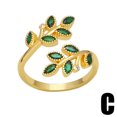 thumbnail image 4 of Leaves Design Ring Adjustable Zircon Copper Jewelry Elegant Unique Fashion Accessory For Her EverydayWear Gift, 4 of 8