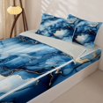 thumbnail image 3 of Homewish Blue Marble Zipper Twin Comforter Sets with Fitted Sheet and 2 Pillowcases,Gold Metallic Zipper Bedding Set,Light gray Reversible,4 Pieces, 3 of 7