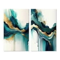thumbnail image 2 of Designart "Teal and Gold Abstract Expressionism II" Abstract Liquid Ink Wall Art Set Of 2 - Turquoise Abstract Canvas Set For Living Room Decor, 2 of 7