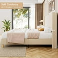 thumbnail image 4 of Full Size Bed Frame, Upholstered Platform Corduroy Bed Frame with Vertical Channel Tufted Wingback Headboard, Strong Wooden Slats, No Box Spring Needed, Easy Assembly, Creamy Beige, 4 of 6