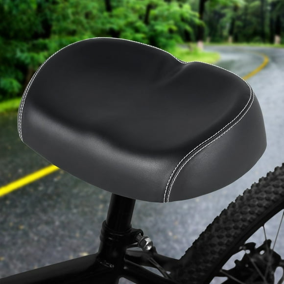 Grand Siège Selle de Vélo Sans Nez en PU Imperméable, Absorbant les Chocs, Coussin Confortable et Doux pour Vélo de Route VTT, Selle Élargie pour Hommes Femmes