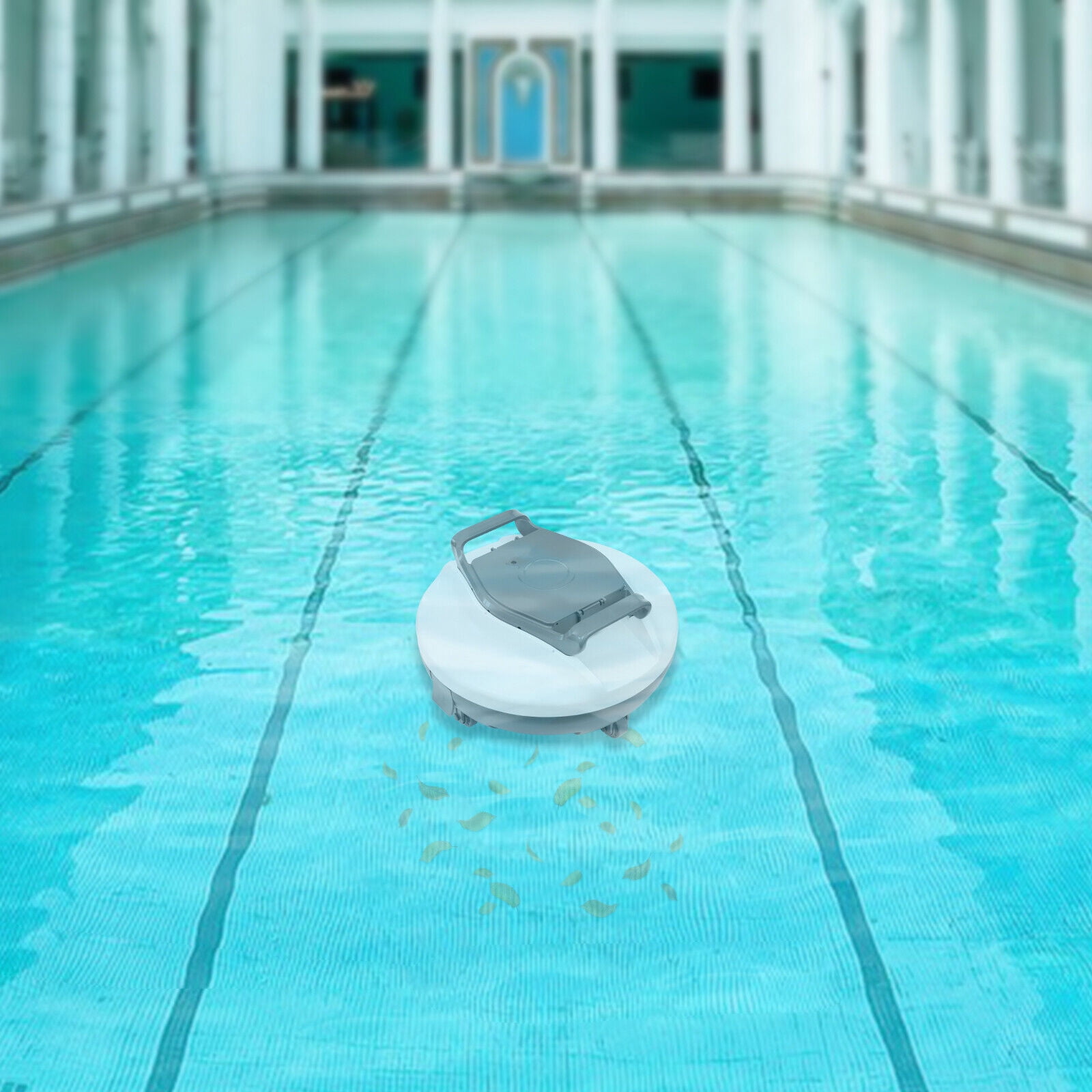 Cordless Pool Cleaner - Powerful Dual Copper Motor, 90 Min Runtime, IPX8 Waterproof for Pools up to 80㎡ (Grey/White, 40W, US Plug)