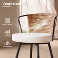 thumbnail image 4 of Sailvan Swivel Bar Stool Set of 3, 35.8" Rattan Counter Height Bar Chairs with Back & Footrest, Modern Upholstered Counter Stools for Kitchen Island, Easy Assembly, Brown, 4 of 8