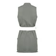 thumbnail image 2 of Kmbangi Ensembles d'Été 2 Pcs pour Femmes, Débardeurs Sans Manches à Fermeture Éclair et Ensemble Jupe Cargo Mini pour Fête Décontractée de Rue, 2 of 9